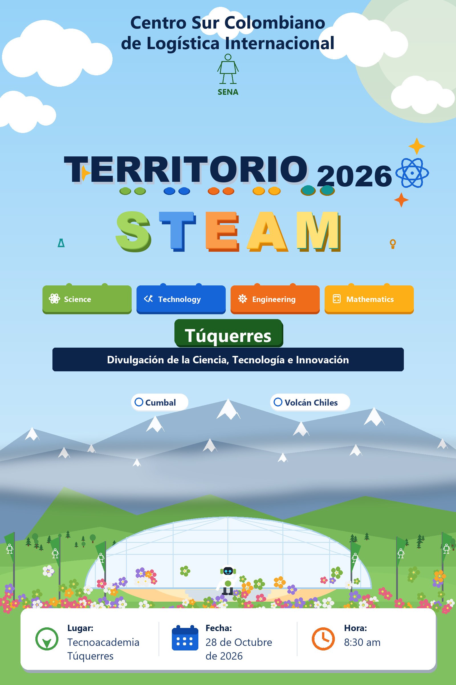 Afiche oficial de Territorio STEAM 2026 en Túquerres